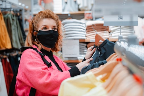 Shopping safely wearing a mask